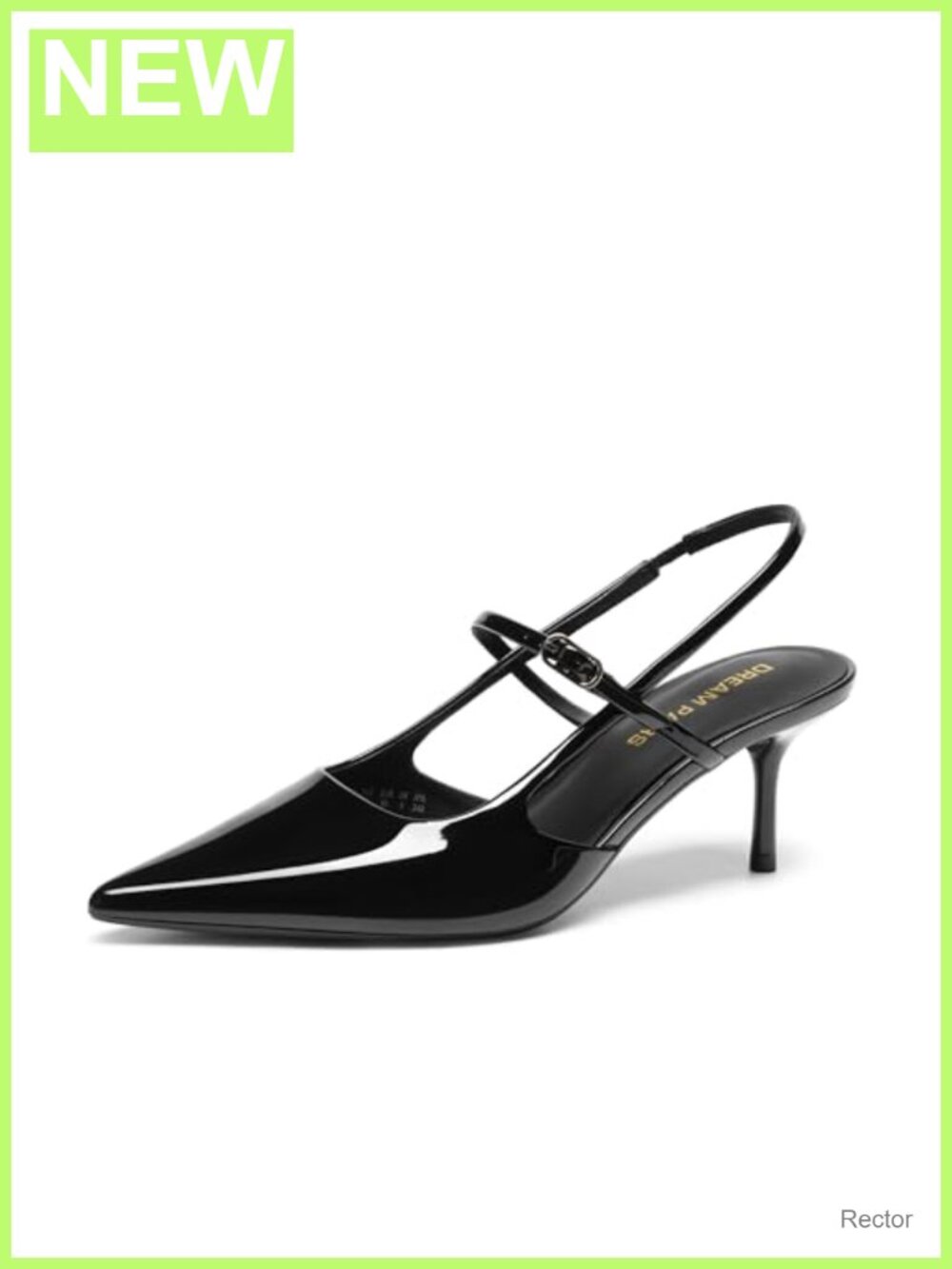 Women's Mary Jane Slingback Kitten Heels Faux Leather Pointed Toe Pumps